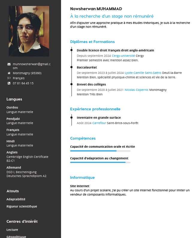Candidature – Stage d’observation en droit