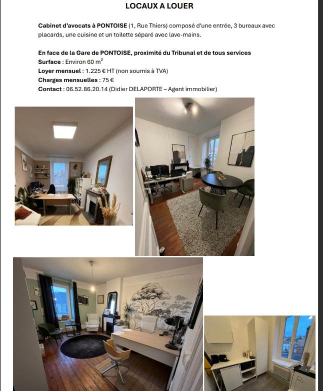 Location de locaux 60m² à Pontoise