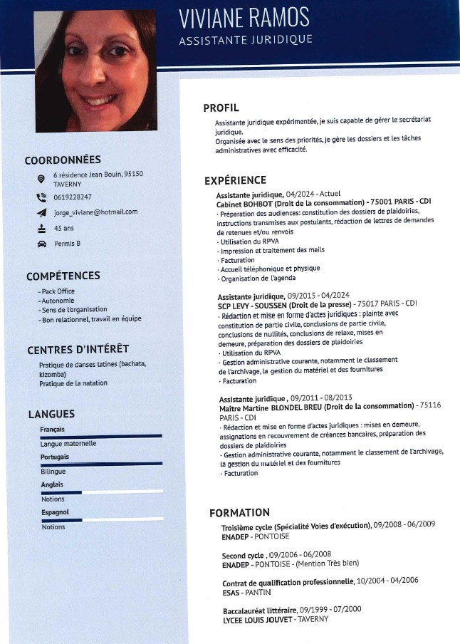 Candidature – Assistante juridique
