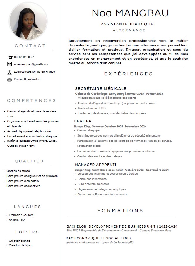 Candidature – Assistante juridique en alternance